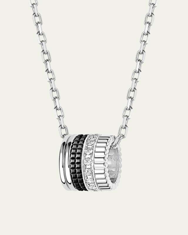 18K White Gold Quatre Black Edition Pendant Necklace with Diamonds and Black PVD, Large Model
